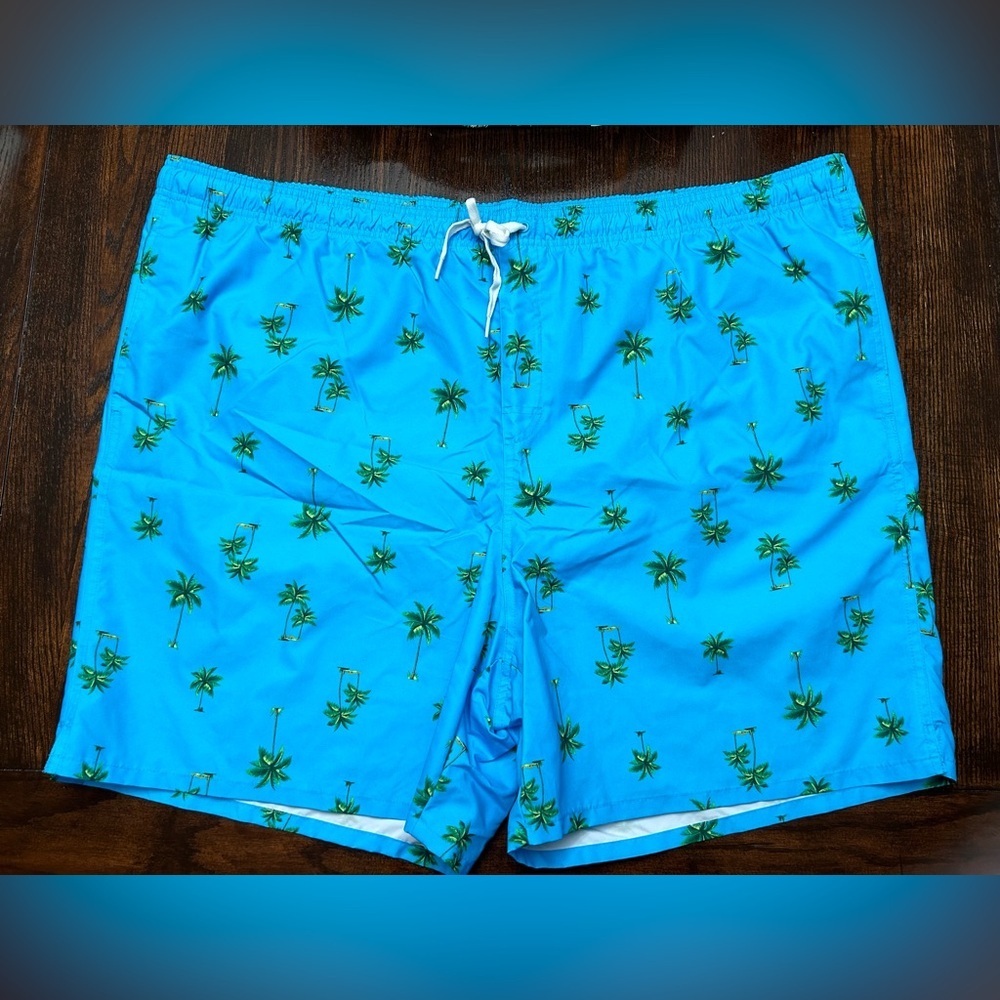 NWOT Old Navy Swim Trunks Men's Sz 4XL Tropical Palm Trees Beach Vacation‎ Swim
